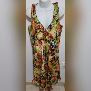 Donna Ricco colorful floral sleeveless midi dress